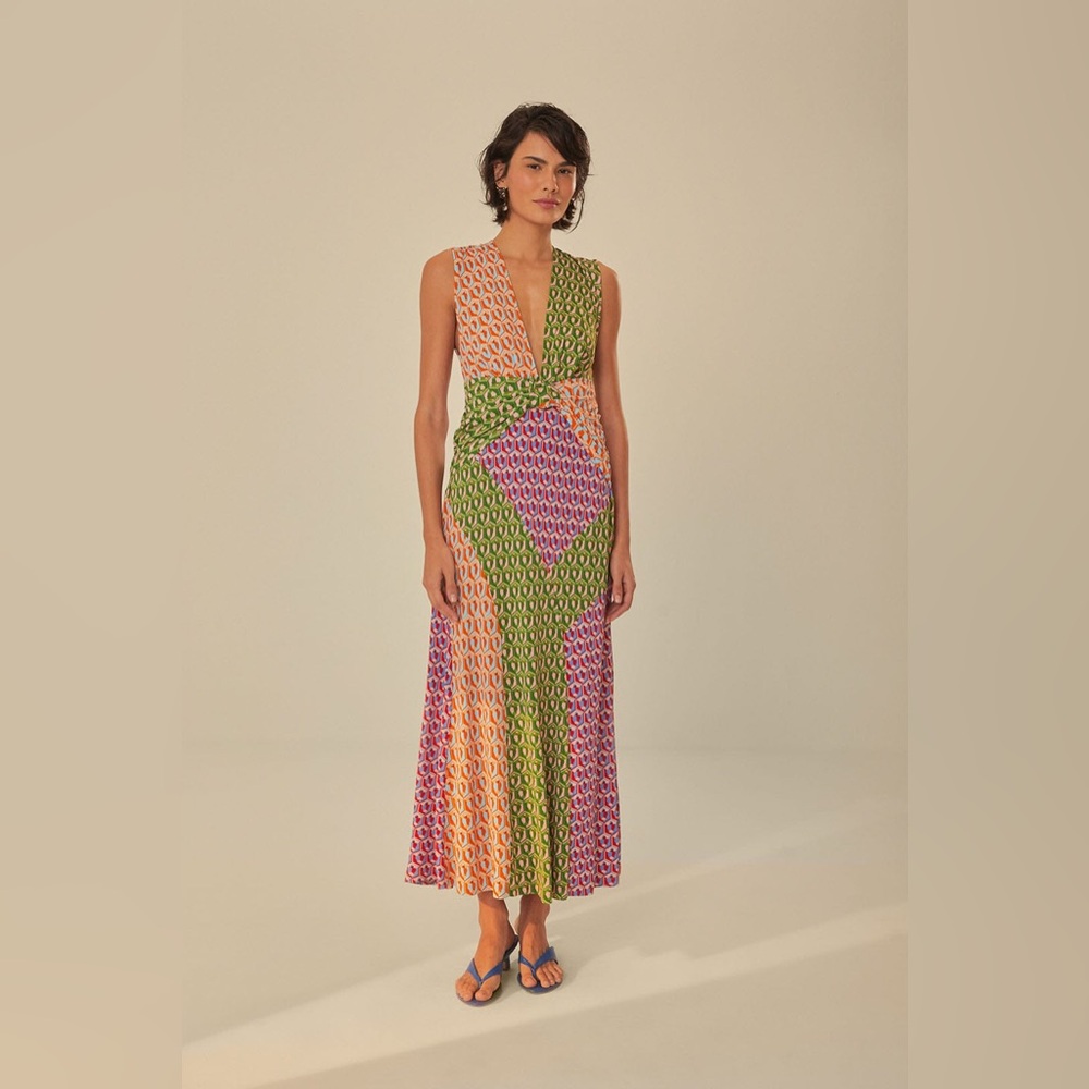 Mixed Cashew Knot Maxi Dress L